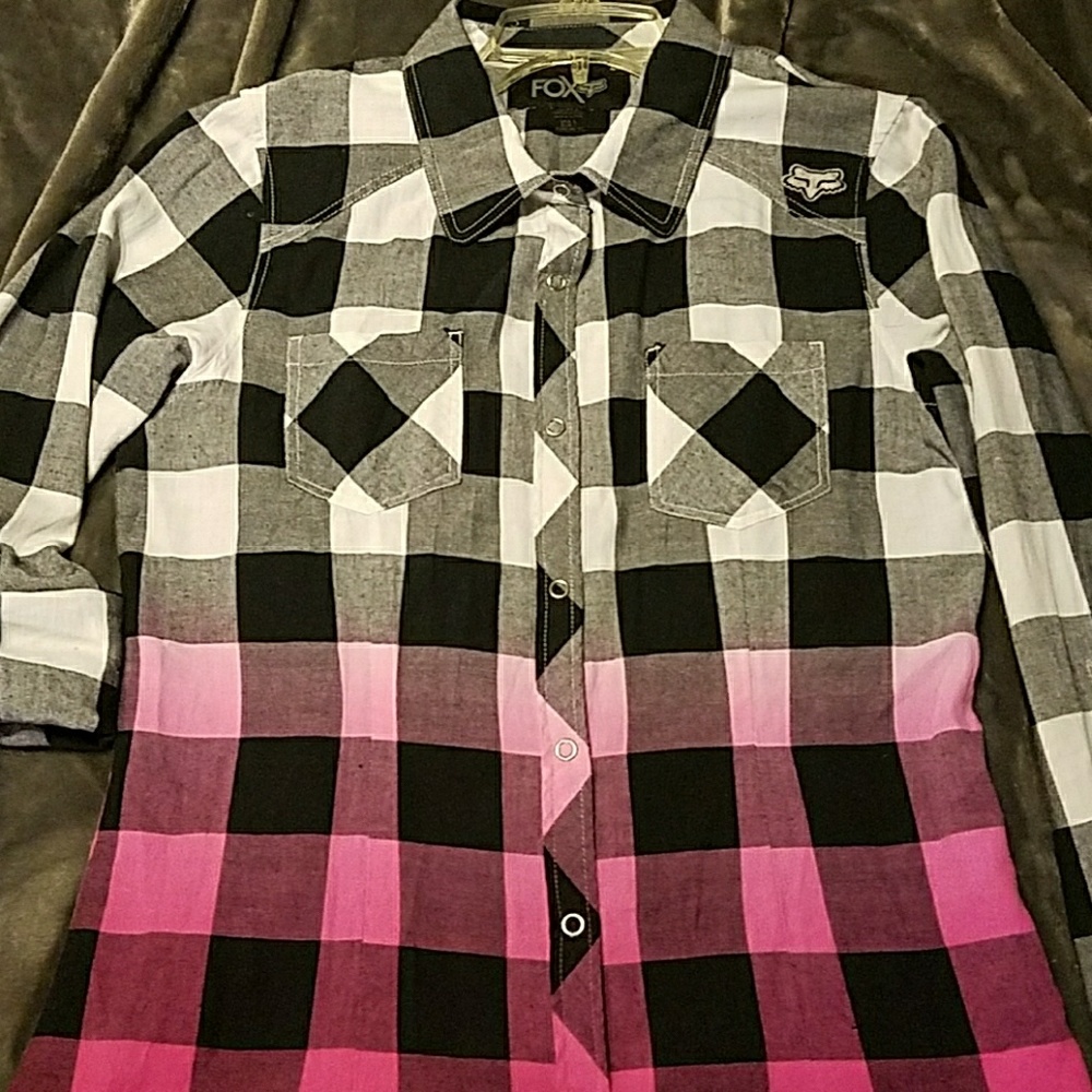 FOX plaid long sleeve button up
